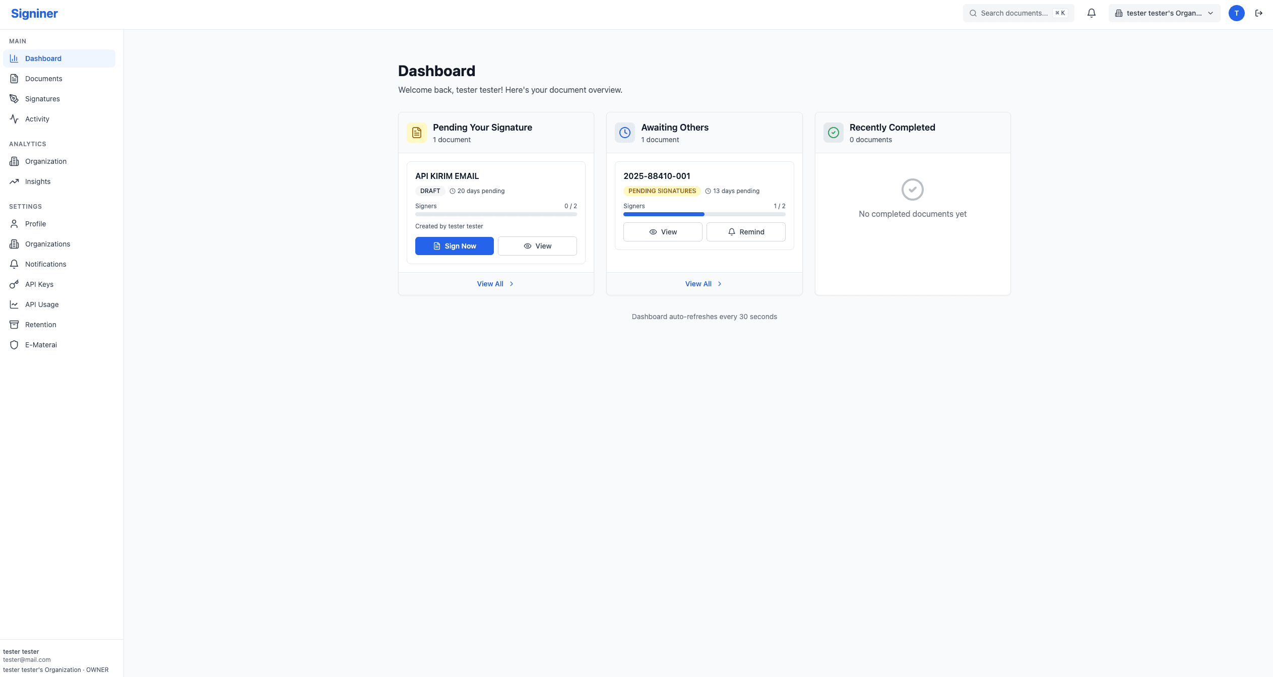 E-Sign Document Platform with E-Materai preview